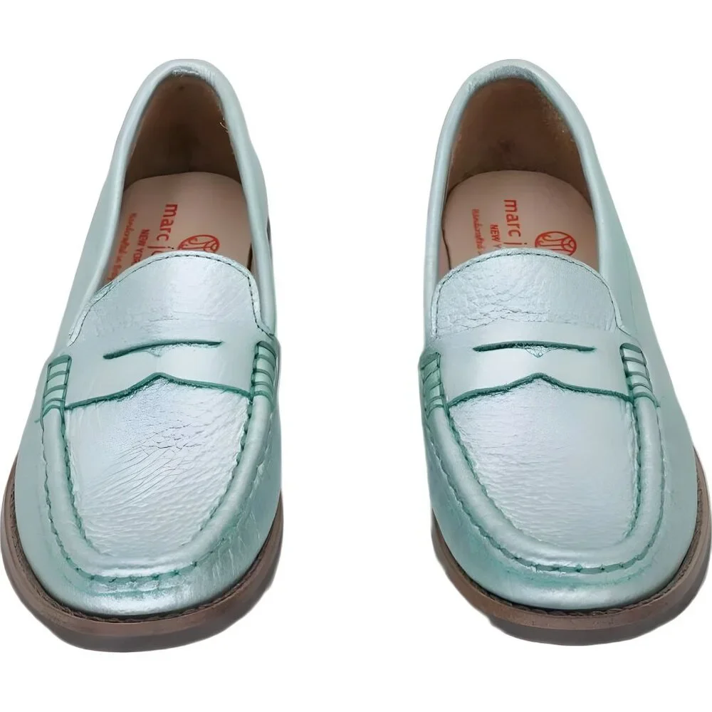 Marc Joseph NY Leather Penny Loafers Turquoise - Girls US 13.5
